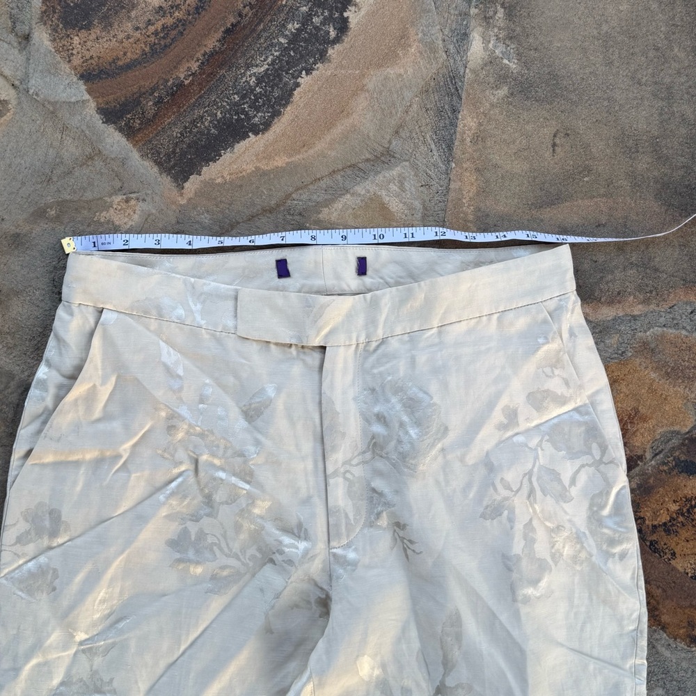 NWOT Ralph Lauren Beige Floral Jacquard Purple label Pants Women’s 32 - Picture 6 of 7